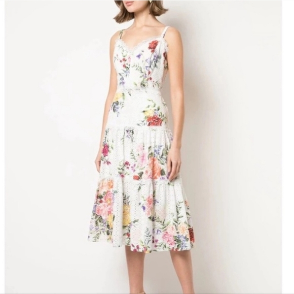 Marchessa Notte Floral Midi Dress White with pink floral sz 12 - Picture 4 of 5